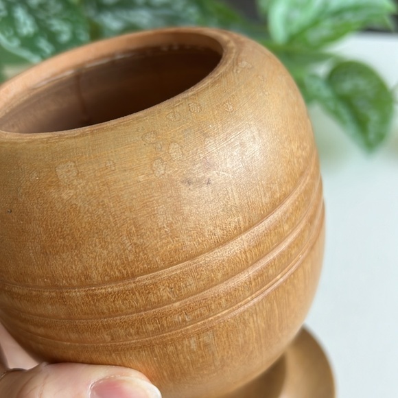 Vintage Wood Pedestal Vase Decor - Picture 13 of 14